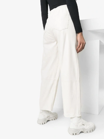 Shop Mm6 Maison Margiela High Waisted Leather Trousers In White