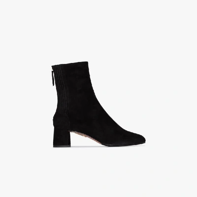 Shop Aquazzura Black Saint Honoré 50 Suede Ankle Boots