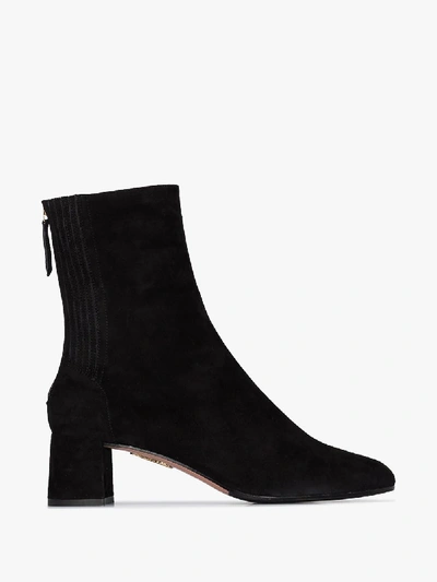 Shop Aquazzura Black Saint Honoré 50 Suede Ankle Boots