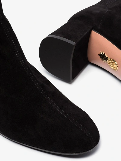 Shop Aquazzura Black Saint Honoré 50 Suede Ankle Boots