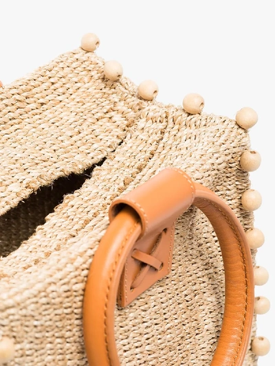 Shop Aranaz Nude Perry Woven Raffia Box Bag In Neutrals