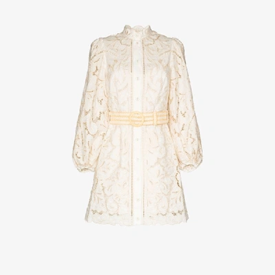 Shop Zimmermann Empire Broderie Anglaise Mini Dress In White