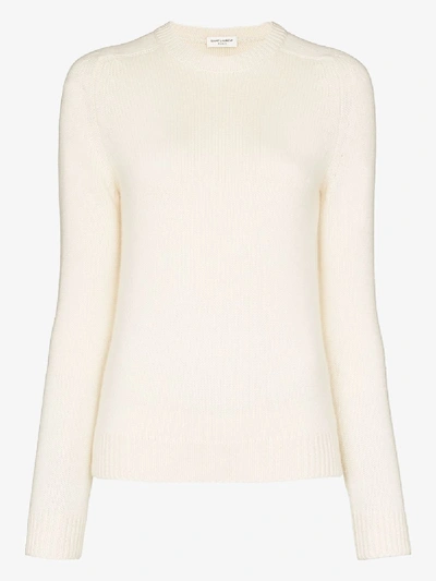 Shop Saint Laurent Ribbed Cashmere Sweater In Neutrals