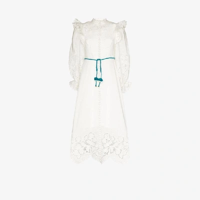 Shop Zimmermann White Carnaby Scallop Hem Maxi Dress