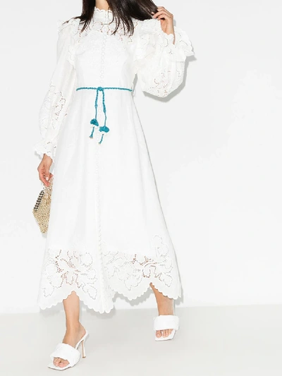 Shop Zimmermann White Carnaby Scallop Hem Maxi Dress