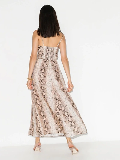 Shop Zimmermann Bellitude Snake Print Linen Maxi Dress In Brown