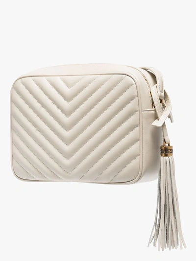 Shop Saint Laurent White Lou Quilted Leather Camera Bag In Neutrals