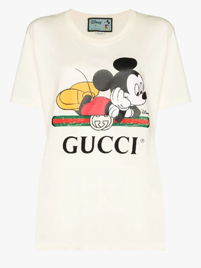 Shop Gucci X Disney Mickey Print Oversized T-shirt In White