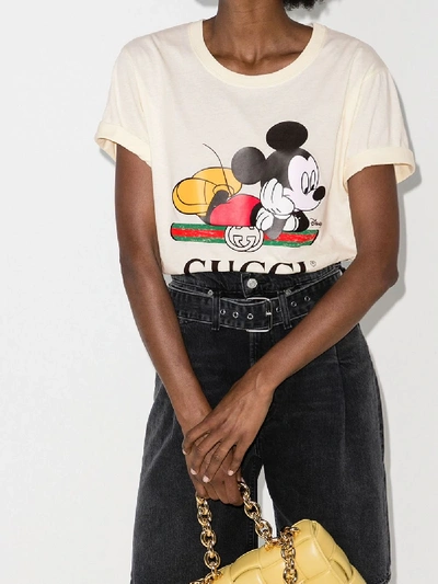 Shop Gucci X Disney Mickey Print Oversized T-shirt In White