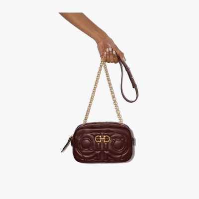 Shop Ferragamo Brown Gancini Quilted Leather Cross Body Bag