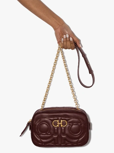 Shop Ferragamo Brown Gancini Quilted Leather Cross Body Bag