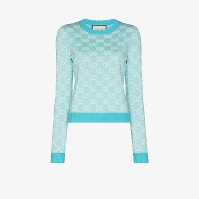 Shop Gucci Gg Jacquard Sweater In Blue