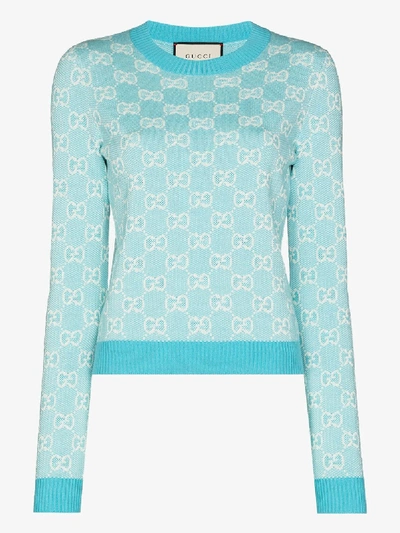 Shop Gucci Gg Jacquard Sweater In Blue