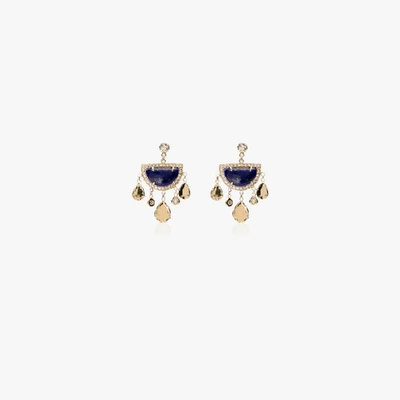 Shop Jacquie Aiche 14k Yellow Gold Turquoise Disc Charm Earrings In Metallic