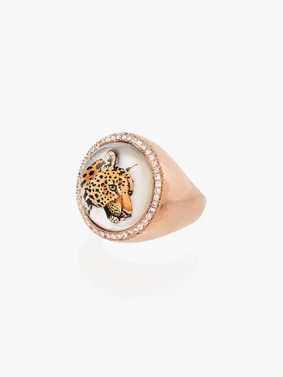 Shop Jacquie Aiche 14k Rose Gold Leopard Diamond Ring