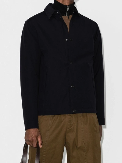 Shop Z Zegna Button-up Techmerino Wool Coach Jacket In Blue
