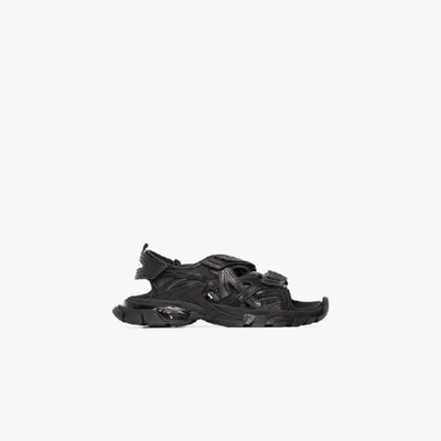 Shop Balenciaga Black Track Leather Sandals