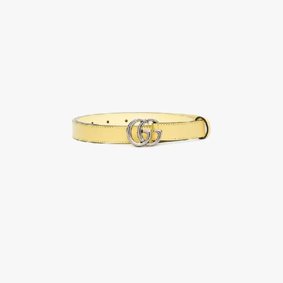 Shop Gucci Yellow Gg Marmont Leather Belt