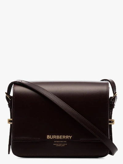 Shop Burberry Oxblood Red Grace Small Leather Shoulder Bag