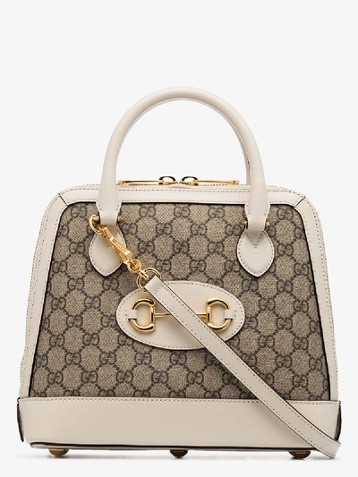 Shop Gucci Brown Horsebit 1955 Gg Supreme Tote Bag In Neutrals