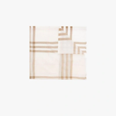 Shop Burberry White Checked Scarf