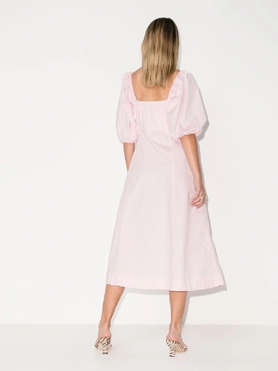 Shop Ganni Pink Flared Button-up Dress