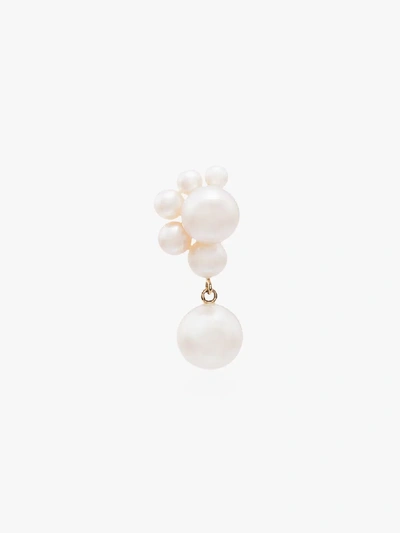 Shop Sophie Bille Brahe 14k Yellow Gold Federico Large Pearl Earring In White