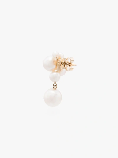 Shop Sophie Bille Brahe 14k Yellow Gold Federico Large Pearl Earring In White