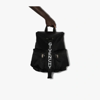 Shop Givenchy Black Spectre Logo Print Backpack