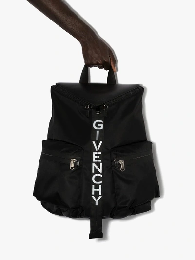 Shop Givenchy Black Spectre Logo Print Backpack