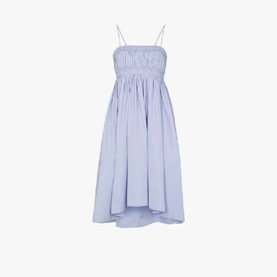 Shop Chloé Blue Ruched Cotton Dress