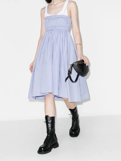 Shop Chloé Blue Ruched Cotton Dress