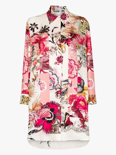 Shop Ferragamo Floral Print Silk Shirt In Pink
