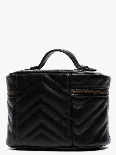 Shop Gucci Black Gg Marmont Mini Leather Makeup Bag