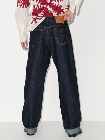 Shop Jw Anderson Loose Fit Stretch Denim Jeans In Blue