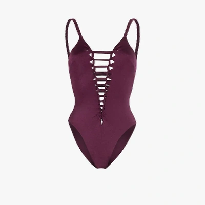 Shop Agent Provocateur Marlow Cutout Swimsuit In Purple
