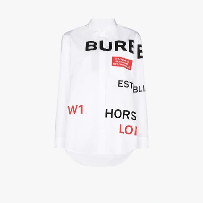 Shop Burberry Horseferry Print Cotton Shirt In White