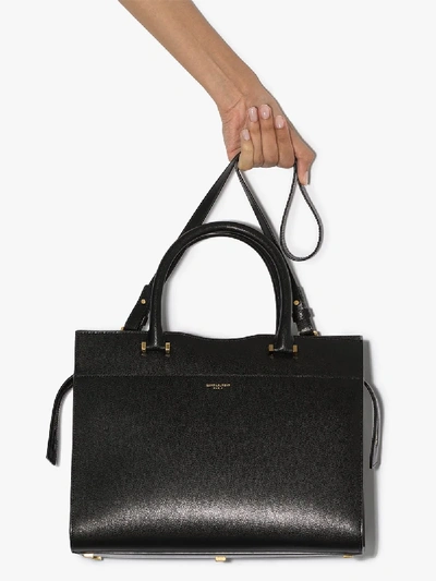 Shop Saint Laurent Black Uptown Leather Tote Bag