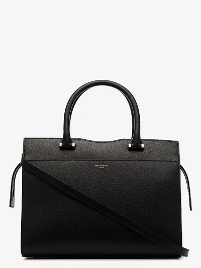 Shop Saint Laurent Black Uptown Leather Tote Bag