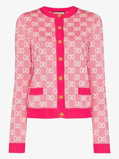 Shop Gucci Gg Monogram Cardigan In Pink