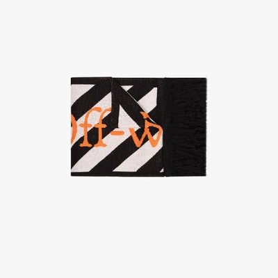 Shop Off-white Intarsien-schal Mit Logo In Black