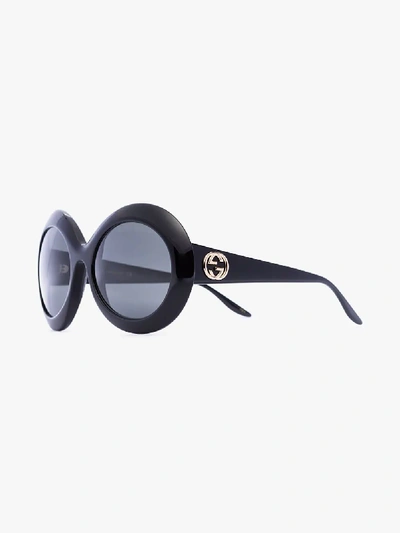 Shop Gucci Black Oversized Round Sunglasses