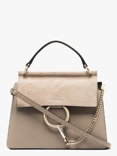 Shop Chloé Grey Faye Small Leather Top Handle Bag