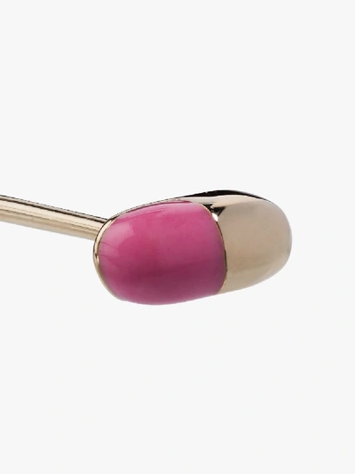 Shop Alison Lou 14k Yellow Gold And Pink Pill Single Stud Earring