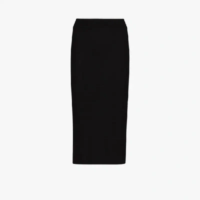 Shop Fendi Monogram Logo Knit Pencil Skirt In Black