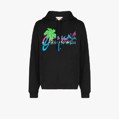 Shop Gucci Kapuzenpullover Mit " Hawaii"-print In Schwarz