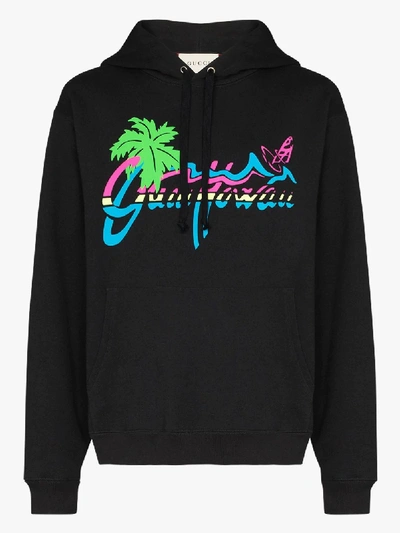 Shop Gucci Kapuzenpullover Mit " Hawaii"-print In Schwarz