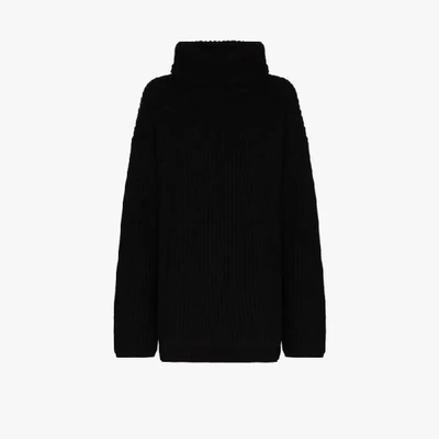 Shop Joseph Oversized Turtleneck Wool Sweater In Black