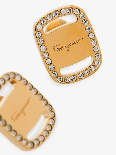 Shop Ferragamo Gold Tone Vara Crystal Earrings