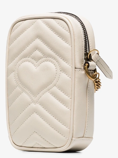 Shop Gucci White Marmont Quilted Leather Cross Body Bag